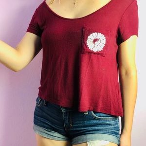Ying Yang Pacsun Dark Red Daisy Blouse.
